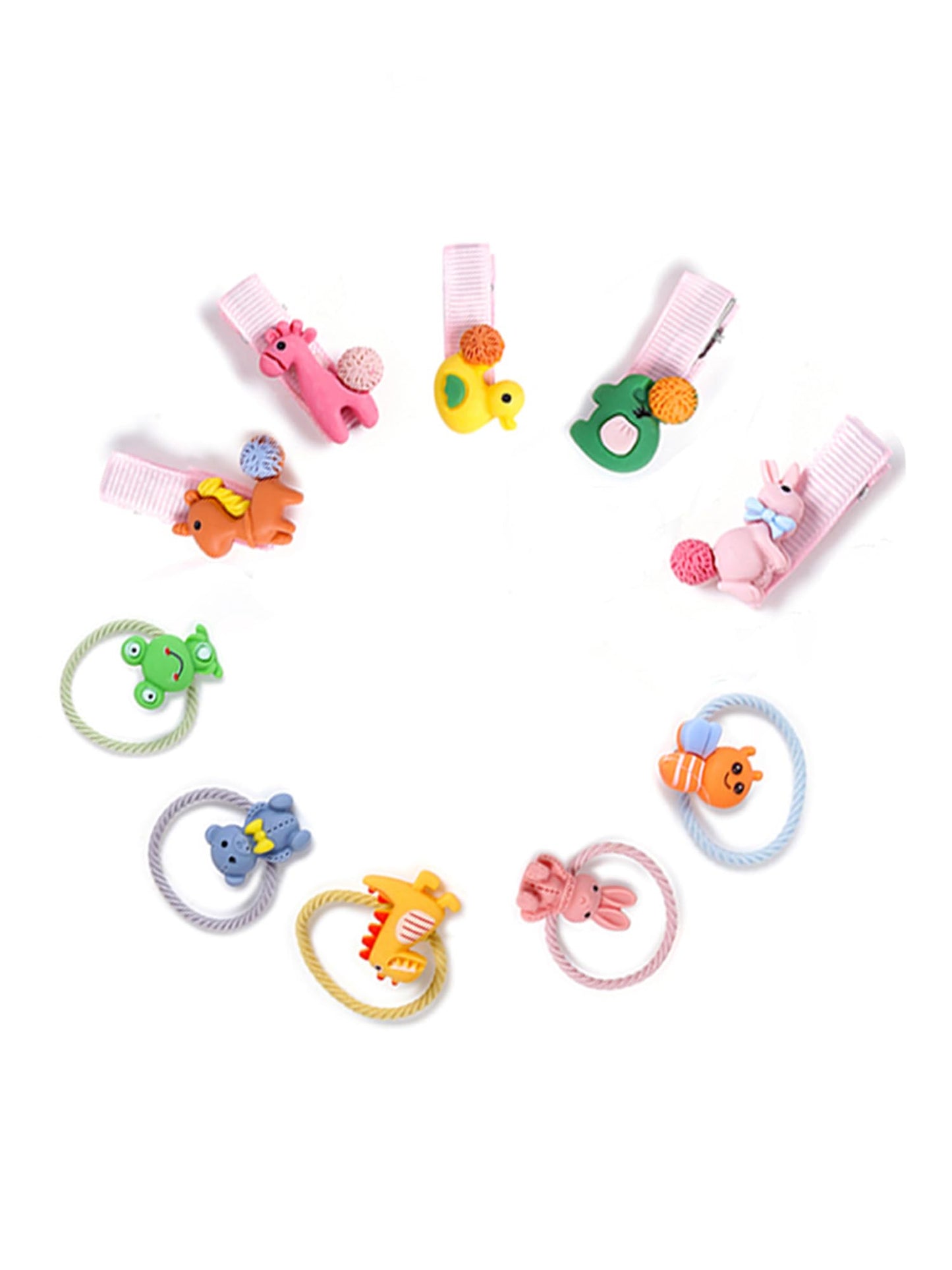 Melbees by Yellow Chimes Hair Accessories for Girls Combo of Hair clips and Ponytail Holder with Cute chararcter emblished on it for Kids and Girls (Design 1)