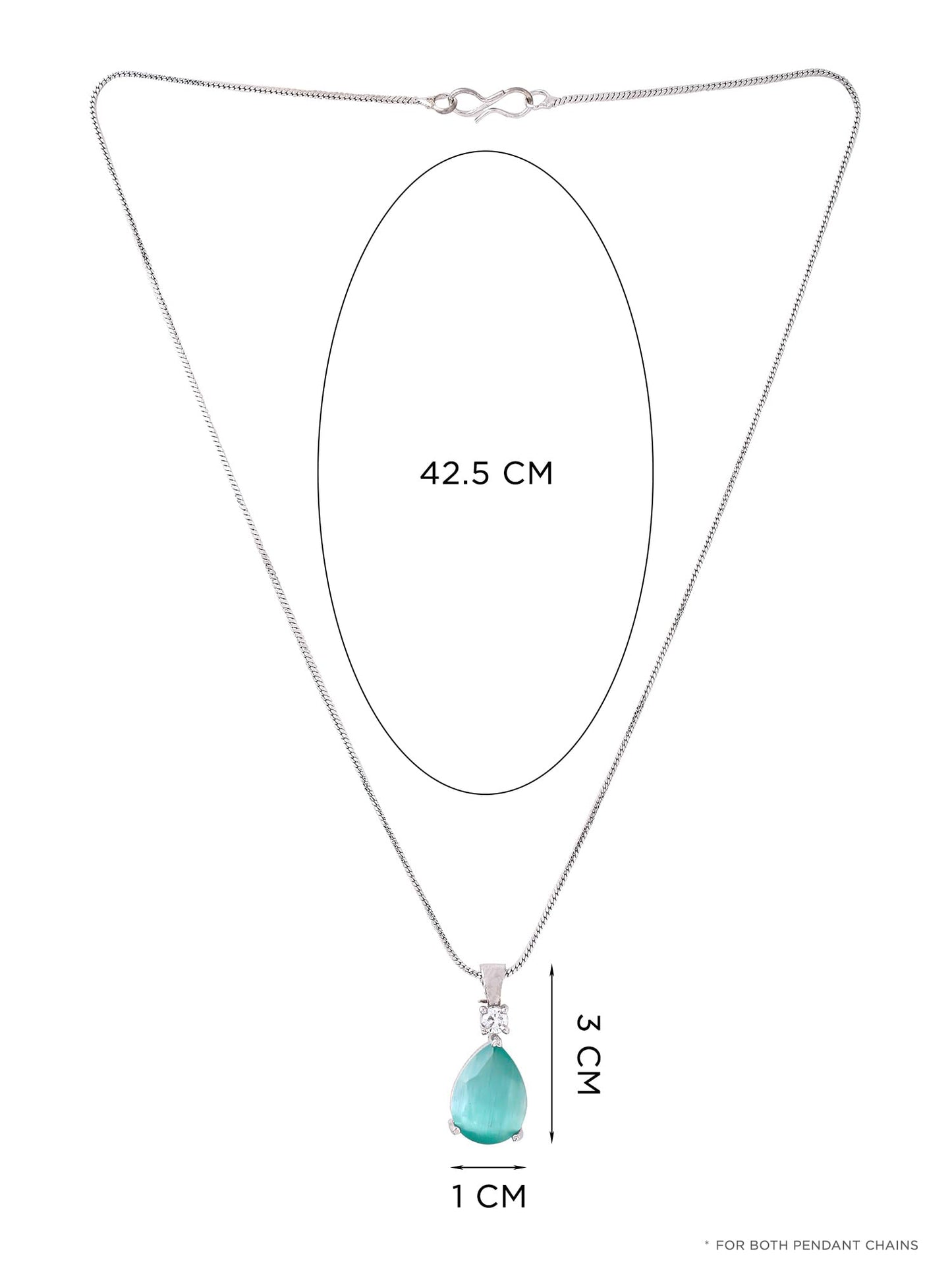 Yellow Chimes AD Pendant Necklace for Women | American Diamond Neck Chain For Girls | Fashion Pink Blue 2 Pcs Stone Necklaces | Silver Plated Pendant Chain For Women | Birthday Gift for Women Girls