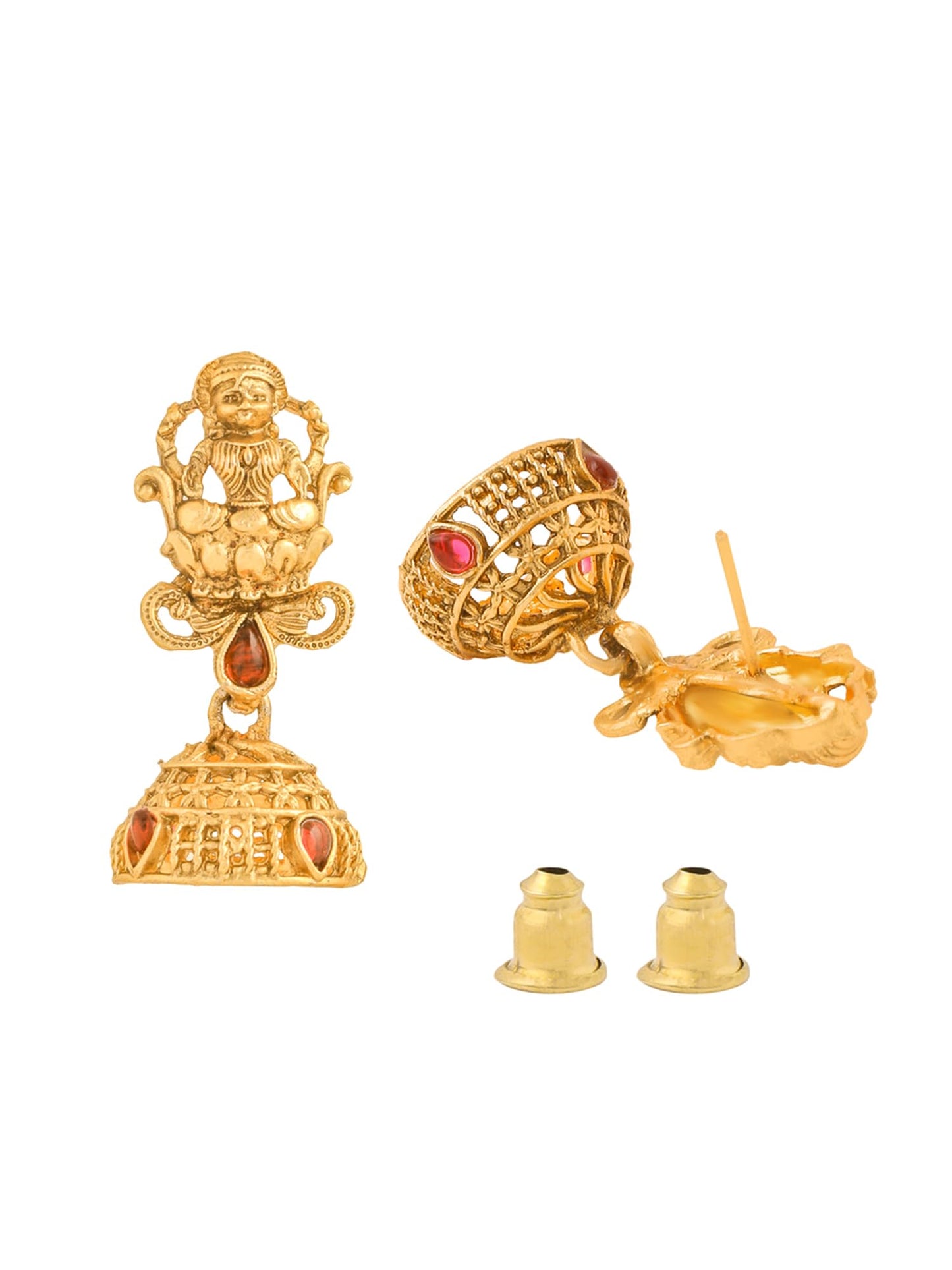 Yellow Chimes Jewellery Set For Women | Ethnic Gold Plated Red Stone Necklace Set for Women | Traditional Temple Jewellery Sets For Girls | Birthday Gift for Girls & Women Anniversary Gift for Wife