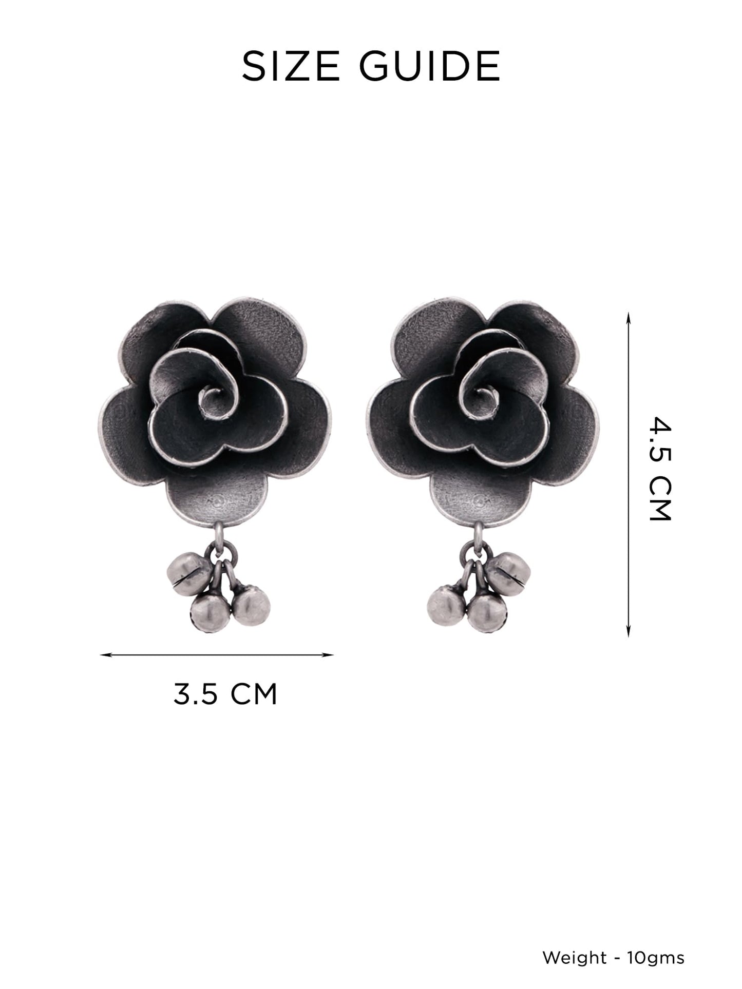 Yellow Chimes Stud Earrings for Women Girls Silver Oxidised Studs Earrings | Floral Shaped Traditional Silver Oxidised Plated Stud Earrings | Birthday Gift For Girls Anniversary Gift for Wife