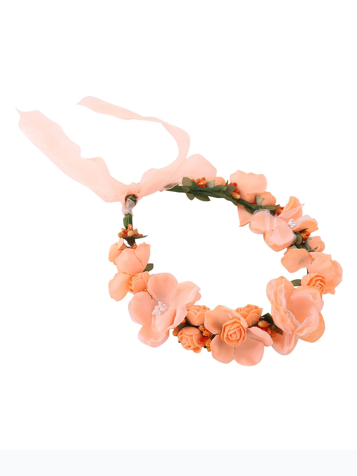 Yellow Chimes Tiara for Women and Girls Floral Hair Vine for Women White Bridal Hair Vine Tiara Headband Hair Accessories Wedding Jewellery for Girls and Women. (Pink-1)