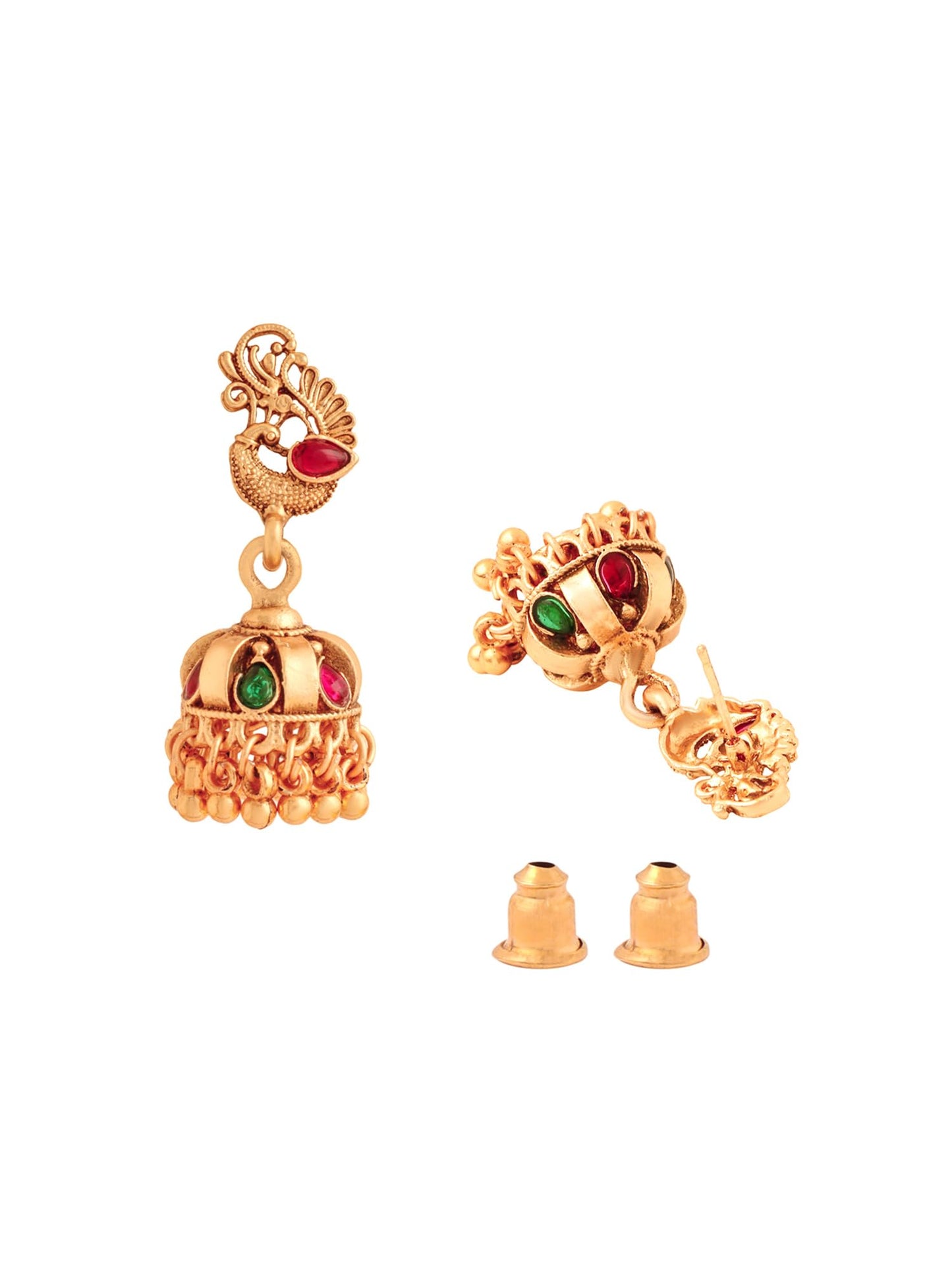 Yellow Chimes Jhumka Earrings for Women | Traditional Gold Plated Small Jhumki Earrings for Girls | Golden Peacock Shaped Jhumkas Earrings | Ethnic Accessories for Women | Birthday Anniversary Gift