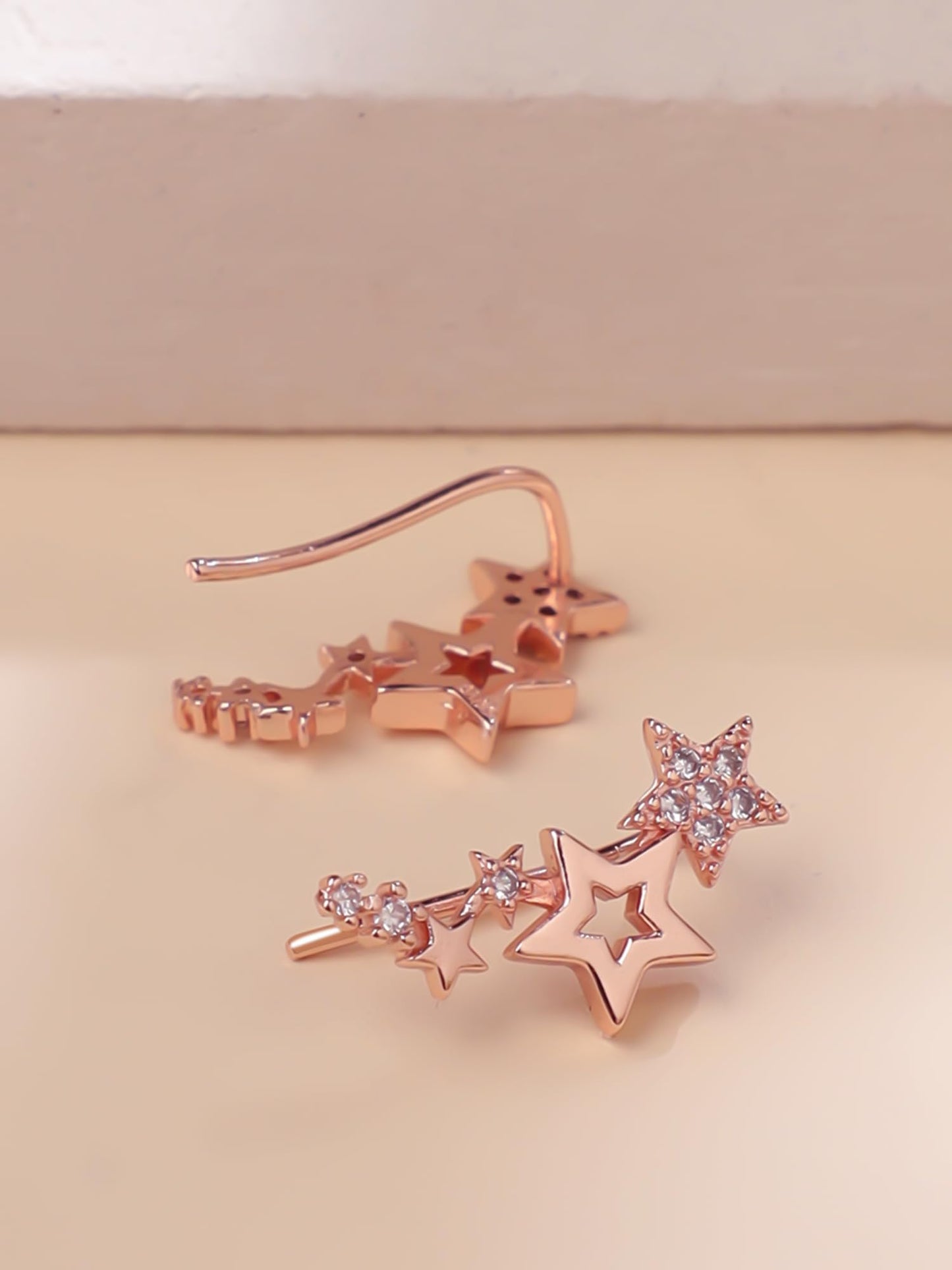 Yellow Chimes Stud Earrings for Women | Fashion Rose Gold Studs Earrings for Girls | Rose Gold Plated Star Shaped Women Earrings | Birthday Anniversary Gift for Girls Wife