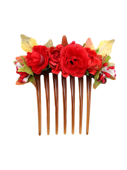 Yellow Chimes Comb Pin for Women Hair Accessories for Women Floral Hair Pins for Women Artificial Floral Hair Pin Bridal Hair Accessories for Wedding Side Pin/Hair Clip/Juda Pin Accessories