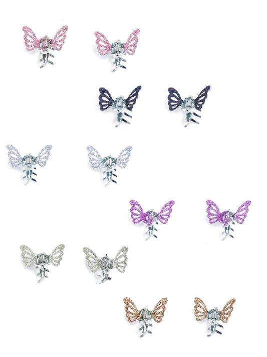 Melbees by Yellow Chimes Hair Clips for Girls Kids Hair Accessories for Girls Hair Claw Clips for Girls Multicolor Glittering Butterfly Claw Clip 12 Pcs Mini Hair Claw Clips for Girls Kids Clutchers