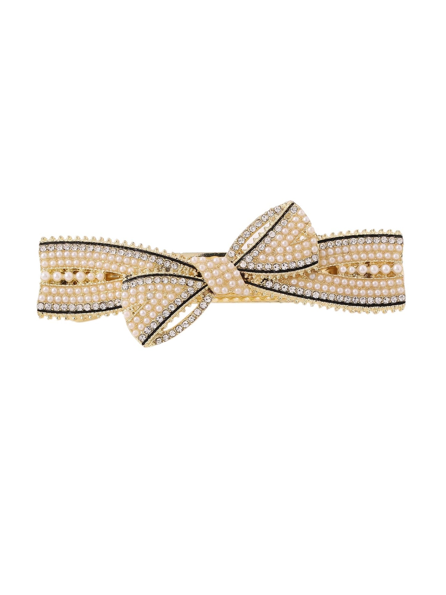 Yellow Chimes Hair Clips for Women Girls Barrette Hair Clips for Women Hair Accessories for Women Bow Clips for Women White Pearl French Barrette Hair Clips for Women and Girls Gift For Women & Girls