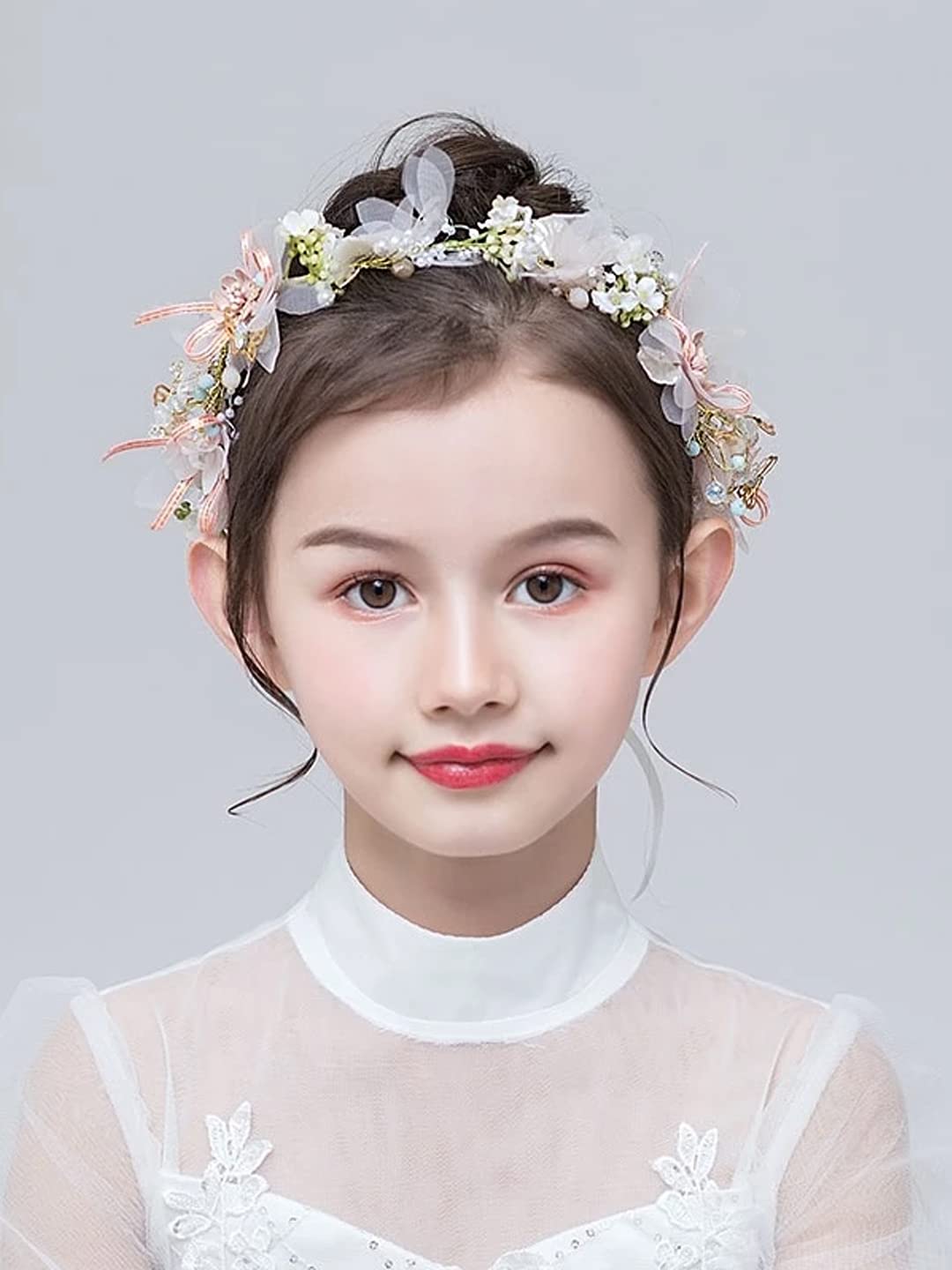 Yellow Chimes Tiara for Women and Girls Floral Hair Vine for Women White Bridal Hair Vine Tiara Headband Hair Accessories Wedding Jewellery for Girls and Women Bridal Hair Accessories for Wedding.