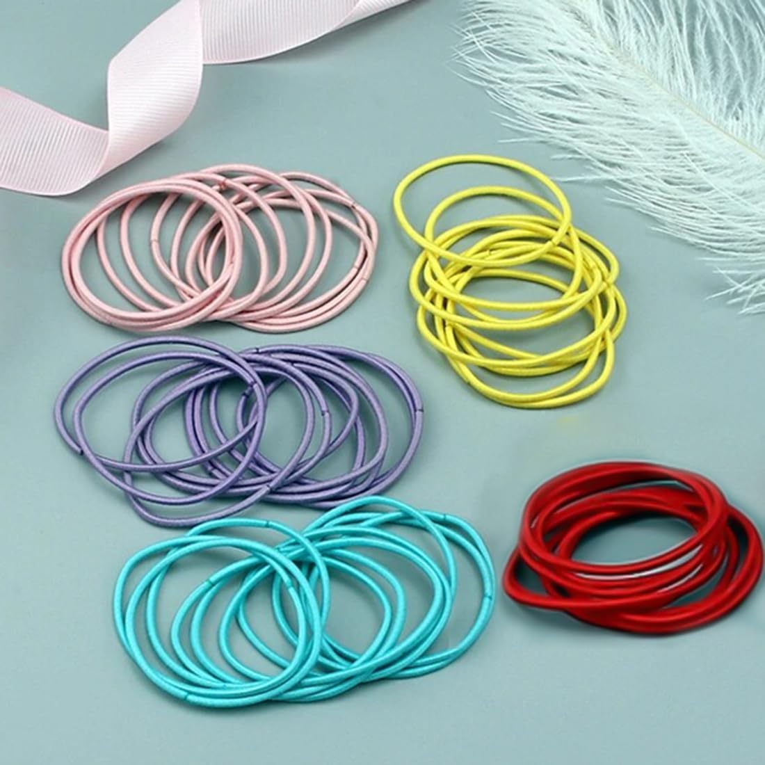 Yellow Chimes Rubber Bands for Girls Multicolor Rubber Bands for Women Soft And Stretchy Ponytail Holders for Women and Girls Hair Accessories.