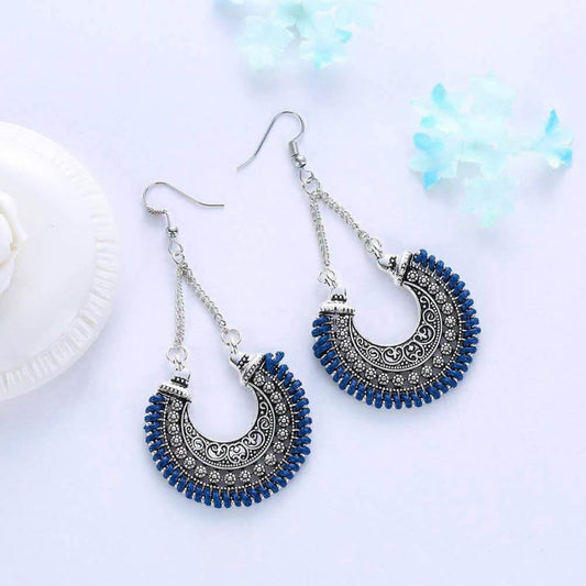 Kairangi Earrings for Women and Girls | Traditional Silver Oxidised Chandbali Earring | Birthday Gift for Girls and Women