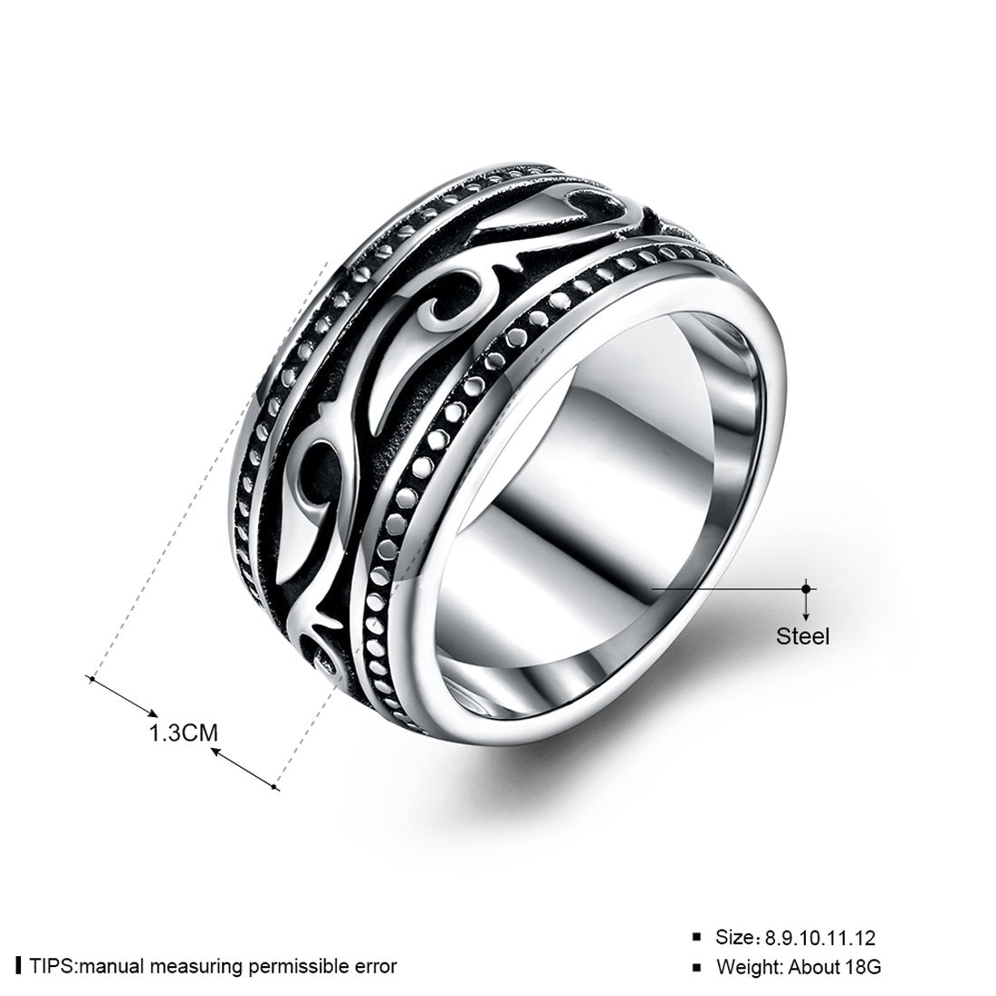 Yellow Chimes Rings for Men Heavy Band Silver Oxidised Finger