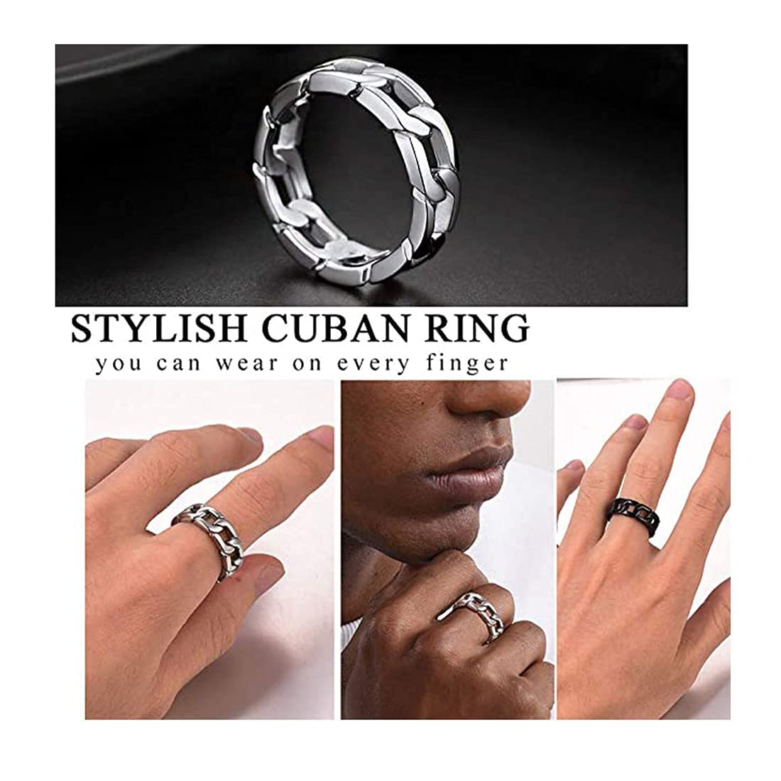 Yellow Chimes Rings for Men Silver Chain Ring Stainless Steel Ring for YellowChimes