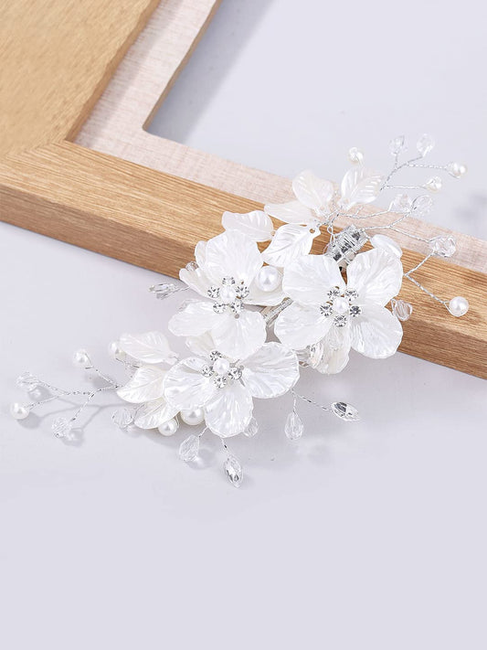 Yellow Chimes Comb Pin for Women Hair Accessories for Women Floral Hair Pins for Women Artificial Floral Hair Pin Bridal Hair Accessories for Wedding Side Pin/Hair Clip/Juda Pin Accessories