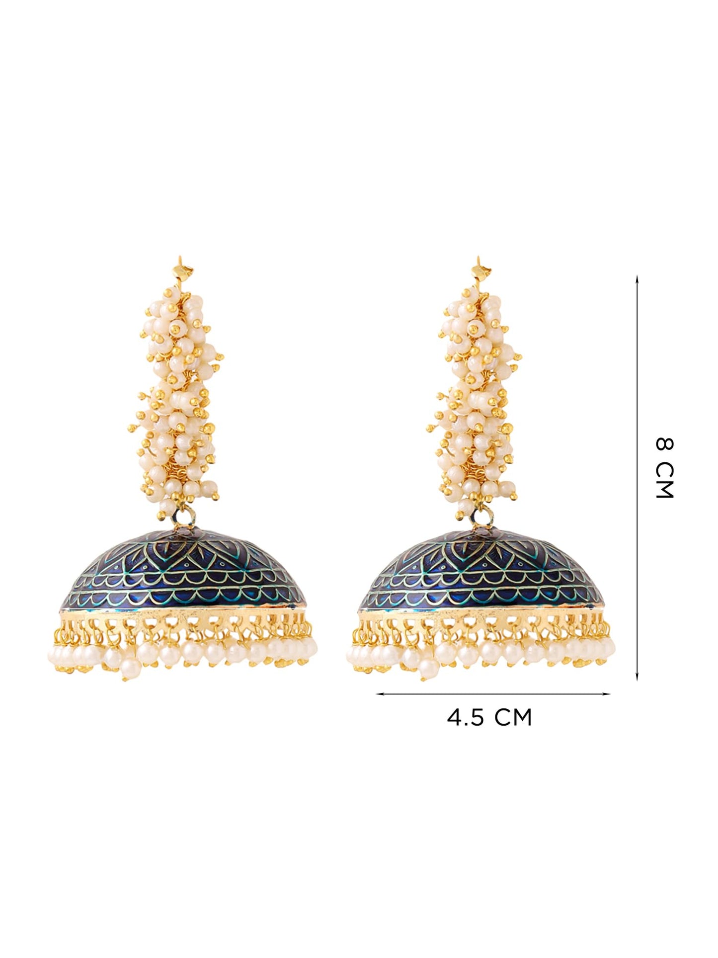 Yellow Chimes Meenakari Jhumka Earrings Handcrafted Gold toned Traditional Multicolor Jhumka/Jhumki Earrings for Women and Girls (Dark Blue Jhumka)