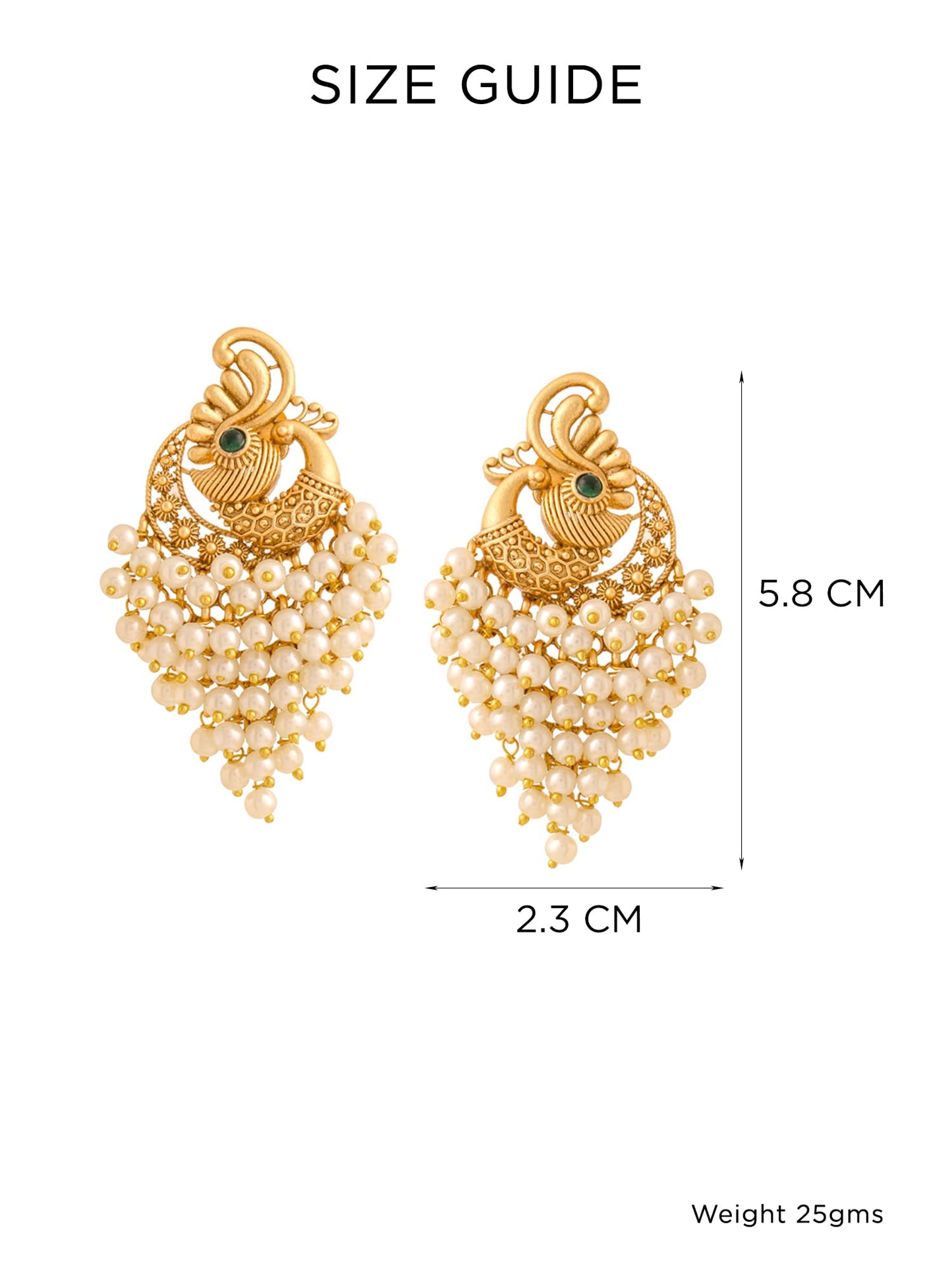 Yellow Chimes Pearl Drop Earrings for Women | Traditional Golden Peacock Shaped Women Earrings | Gold Plated White Pearls Earrings for Girls | Birthday Gift for Girls Anniversary Gift for Women