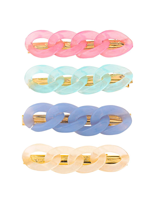 Yellow Chimes Hair Clips for Women Girls Hair Accessories for Women Multicolor Hair Clip 4 Pcs Hair Clips for Girls Hairclips Chain Alligator Clips for Hair Pins for Women and Girls Gift For Women