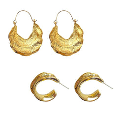 Kairangi Earrings for Women and Girls | Gold Hoops Dangler Earring Set | Gold Plated Dangler | Geometric Shaped Western Hoop Earrings Combo| Birthday Gift for Girls and Women Anniversary Gift for Wife