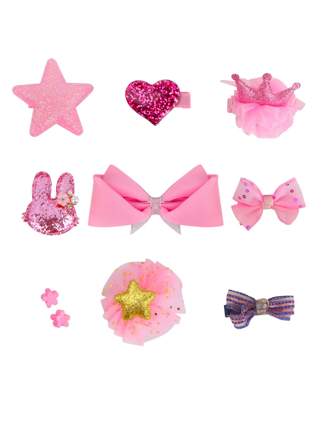 Melbees by Yellow Chimes Kids Hair Accessories for Girls Hair Accessories Combo Set Pink 10 Pcs Baby Girl's Hair Clips Set Cute Claw Clip Bow Clips For Girls Assortment Gift for Kids Teens Toddlers