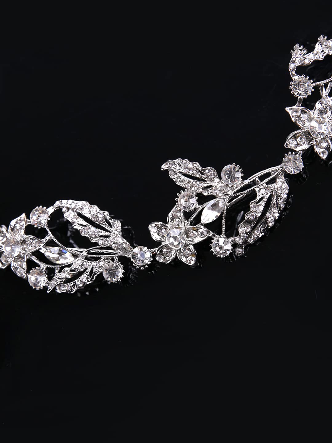 Yellow Chimes Tiara for Women and Girls Crystal Hair Vine for Women White Bridal Hair Vine Tiara Headband Hair Accessories Wedding Jewellery for Girls and Women Bridal Hair Accessories for Wedding.