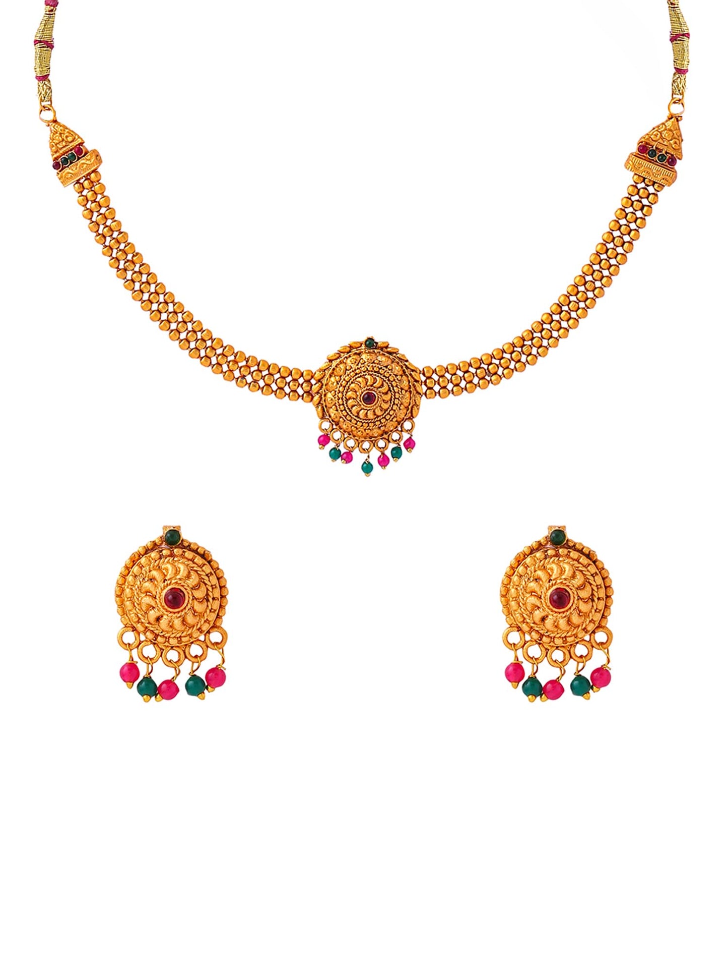 Yellow Chimes Jewellery Set For Women | Ethnic Gold Plated Choker Necklace Set for Women | Traditional Jewellery Sets For Girls | Birthday Gift for Girls & Women Anniversary Gift for Wife