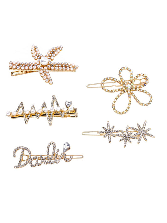 Yellow Chimes 5 PCs Hair Clips for Women Crystal Fancy Hairpins Hair Accessories for Women Girls,