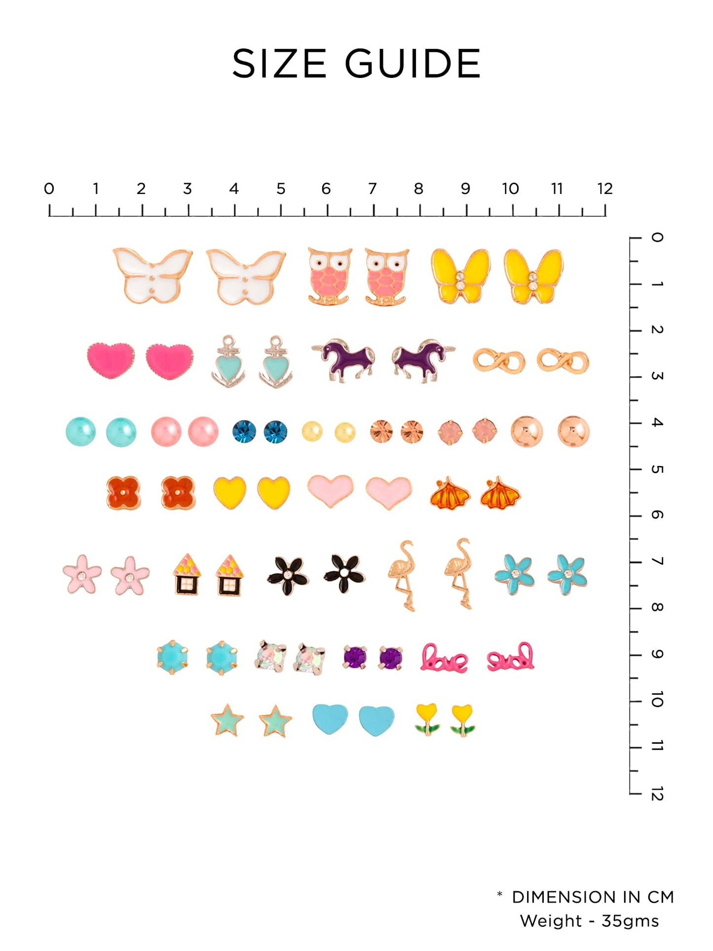 Melbees by Yellow Chimes Stud Earrings for Girls | Multicolor Studs Earring Set | Kids Jewellery Earring Combo Set of 30 Pairs Small Earrings | Birthday Gift for Girls Kids