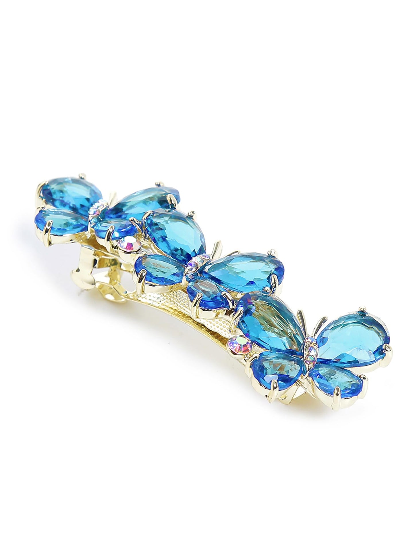 Yellow Chimes Hair Clips for Women Girls Barrette Hair Clips for Women Hair Accessories for Women Butterfly Clips for Women Blue Crystal French Barrette Hair Clips for Women and Girls Gifts