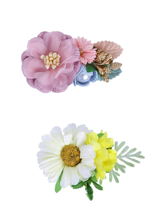 Melbees by Yellow Chimes Hair Clips for Girls Kids Hair Accessories for Girls Baby's Hair Clip Cute 2 PCS Multicolor Floral Alligator Hair Clips For Hair Alligator Clips for Girls Kids Teens Toddlers