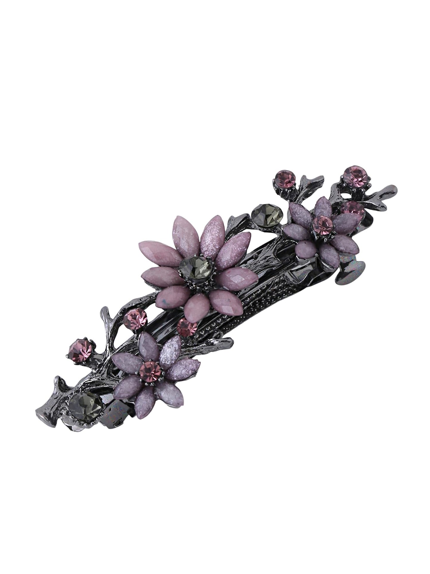 Yellow Chimes Hair Clips for Women Girls Barrette Hair Clips for Women Hair Accessories for Women Floral Clips for Women Purple Crystal French Barrette Hair Clips for Women and Girls Gifts For Women