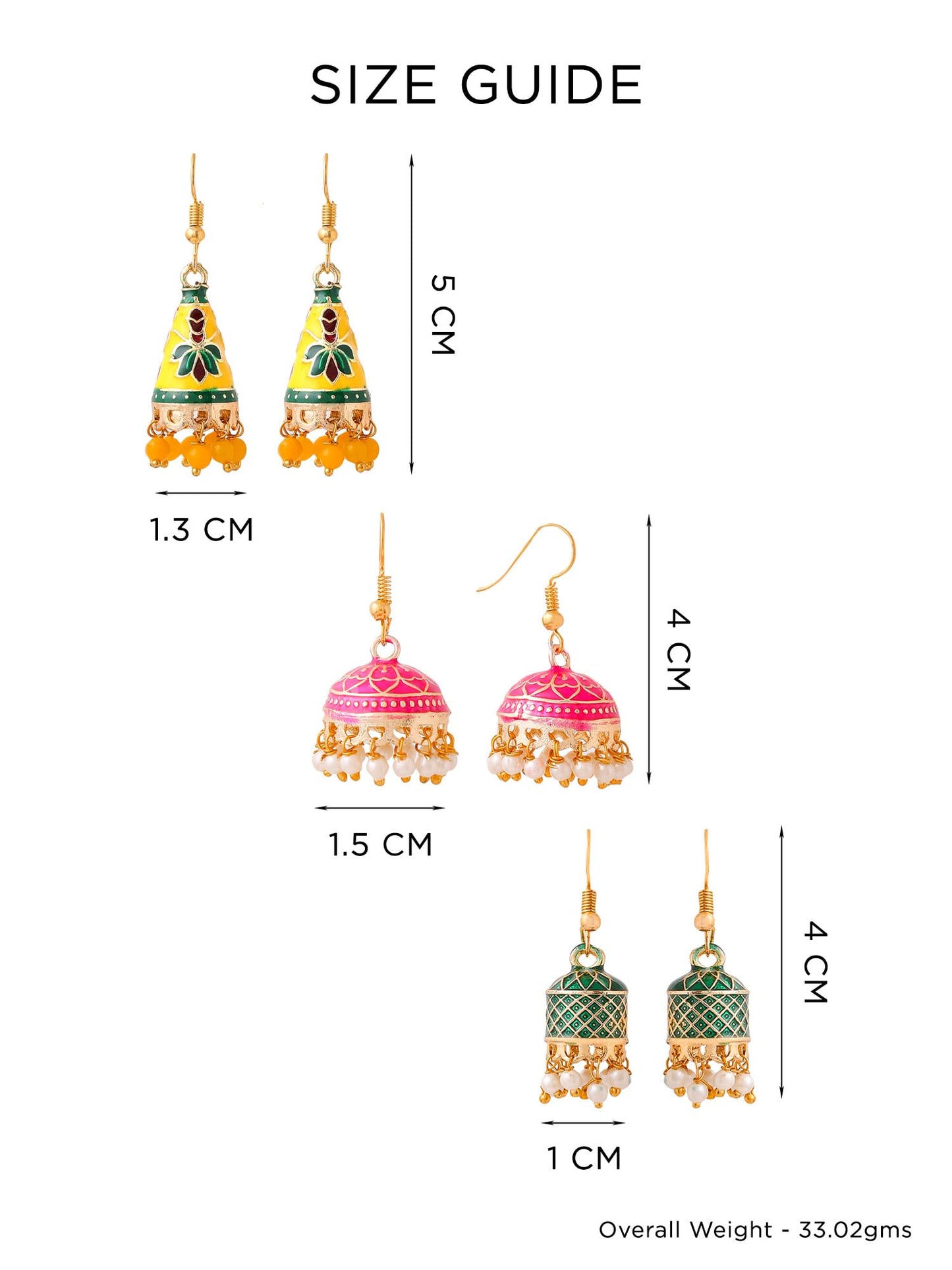 Yellow Chimes Meenakari Jhumka Earrings for Women | Traditional Jhumki Earrings Set for Girls | Combo of 5 Pairs Jhumkas Ethnic Gold Plated Women Earrings | Birthday Gift For Girls