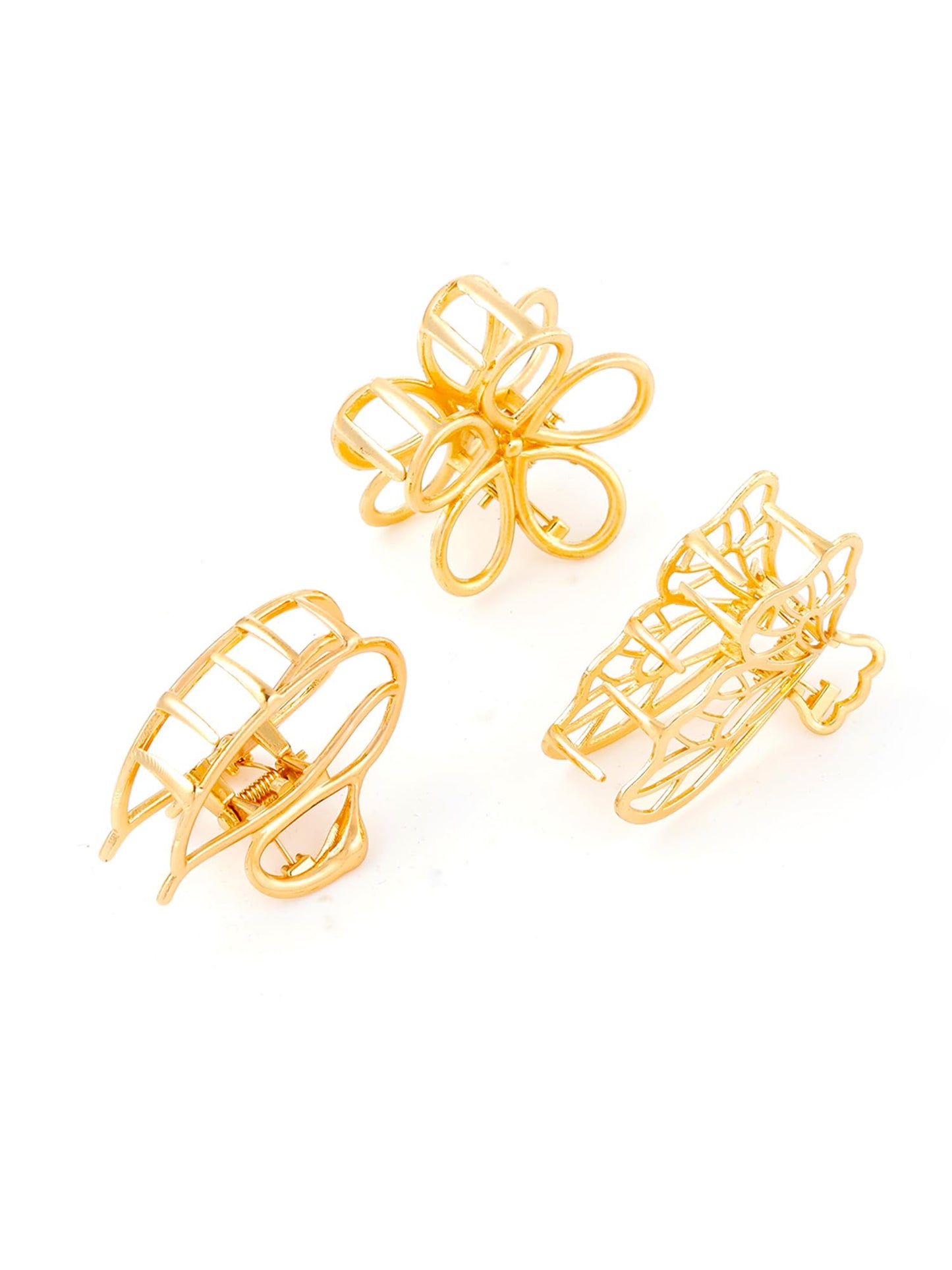 Yellow Chimes Claw Clips for Women Hair Clutches for Women Hair Accessories For Women Set of 3 Pcs Claw Clip Golden Clutchers for Hair Clutcher for women and Girls Gift for Women & Girls