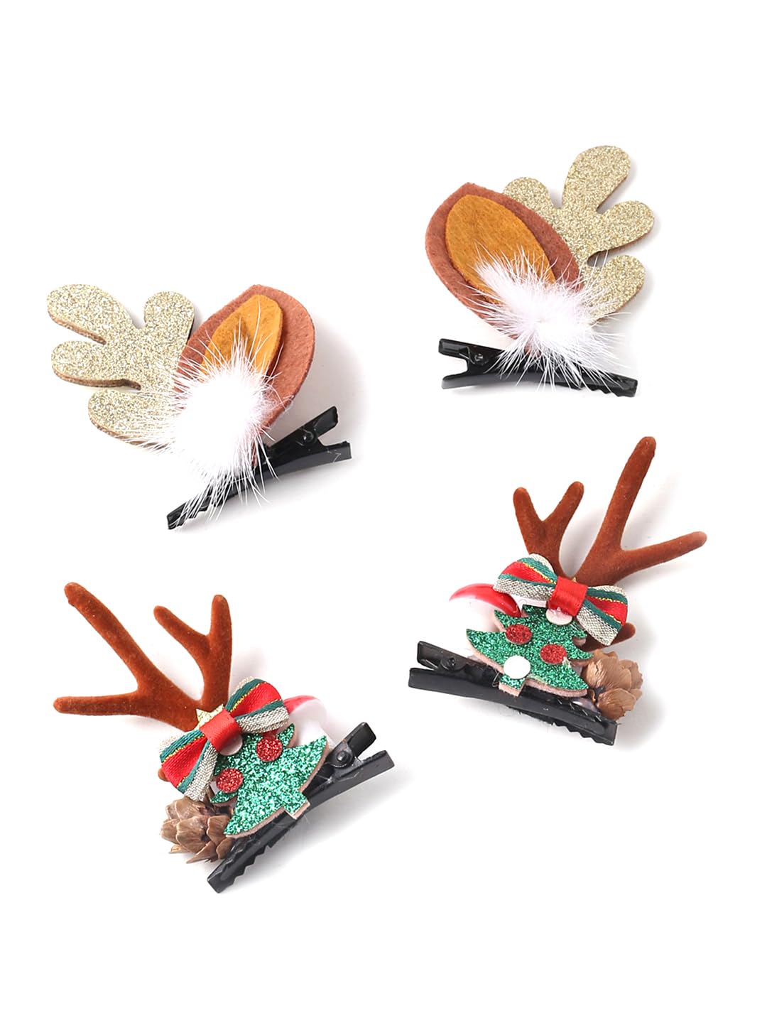 Melbees by Yellow Chimes Hair Clips for Women Girls Hair Accessories Winter Christmas Collection Hair Clip 4 Pcs Hair Clips Hairclips Cute Christmas Characters Alligator Clips for Hair Pins for Women