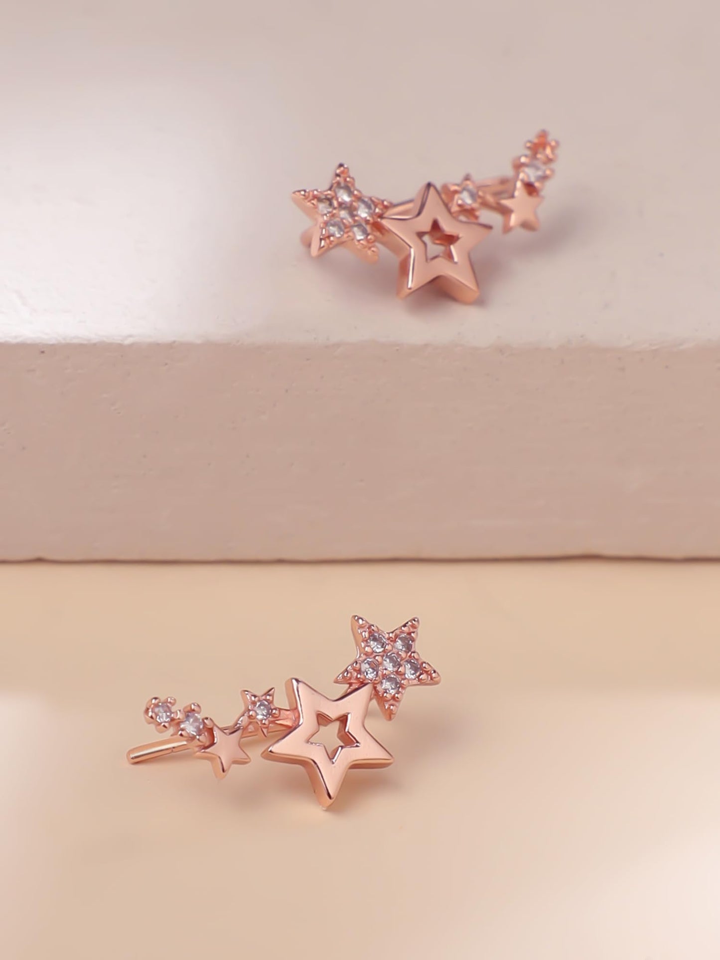 Yellow Chimes Stud Earrings for Women | Fashion Rose Gold Studs Earrings for Girls | Rose Gold Plated Star Shaped Women Earrings | Birthday Anniversary Gift for Girls Wife