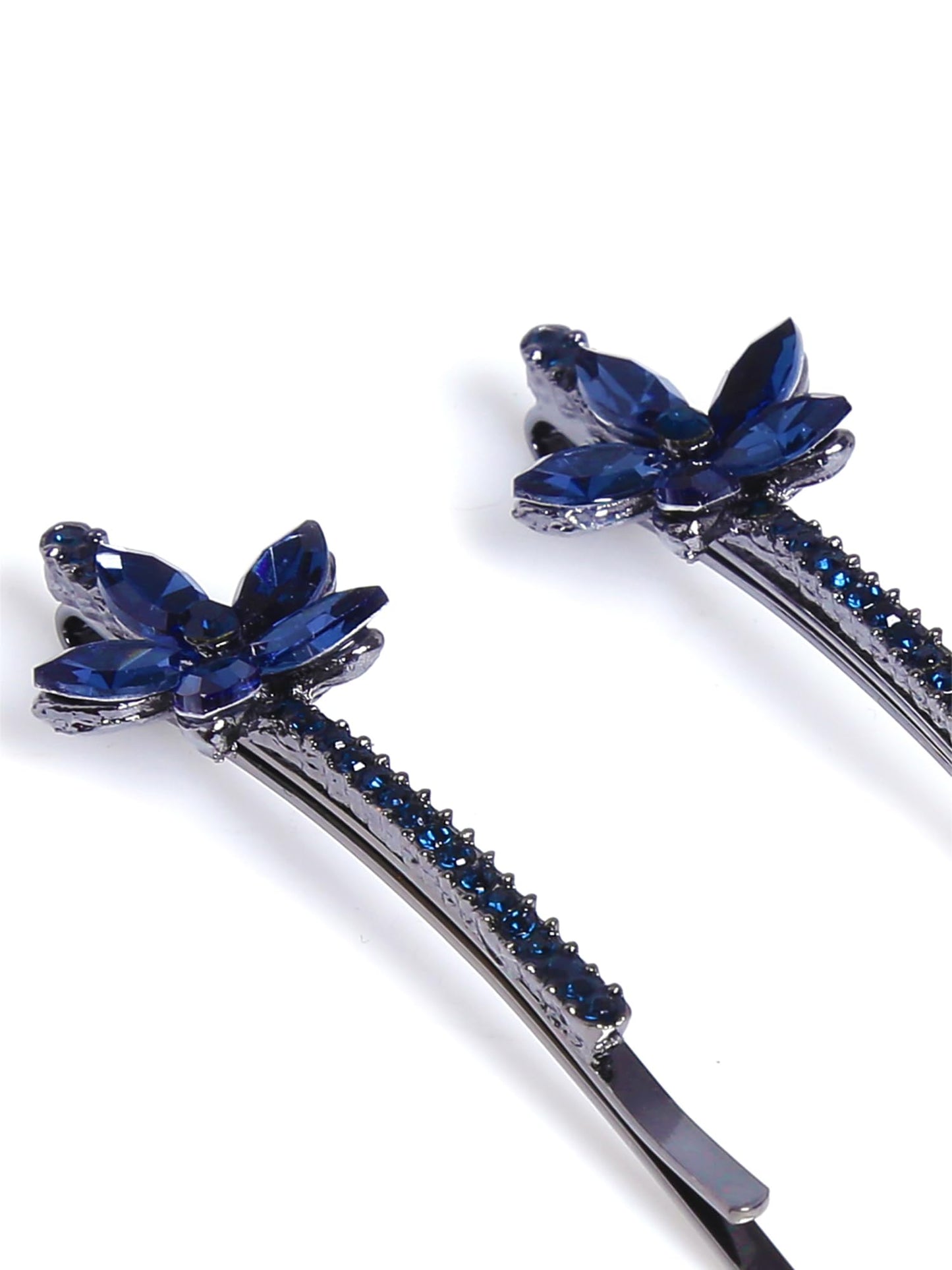 Yellow Chimes Hair Pins for Women Girls Hair Accessories for Women Hair Pin 2 Pcs Crystal Blue Cute Floral Bobby Pins for Hair Pins for Girls Bobby Pins fro women Gift for Women and Girls