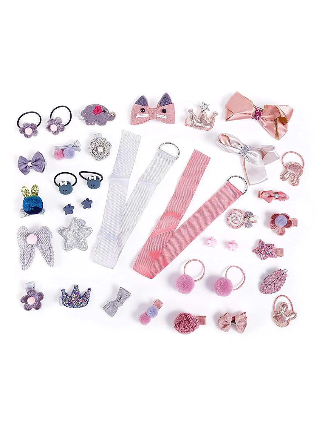 Melbees by Yellow Chimes Kids Hair Accessories for Girls Hair Accessories Combo Set Peach 18 Pcs Baby Girl's Hair Clips Set Cute Ponytail Holder Claw Clip Bow Clips For Girls Kids Teens Toddlers