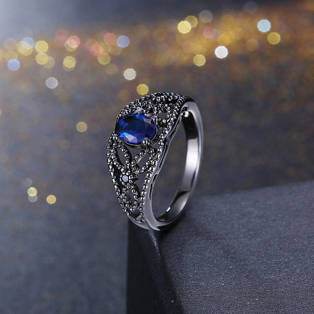 Yellow Chimes Hollow Out Carfted Blue Grey Ring for Women & Girls ...