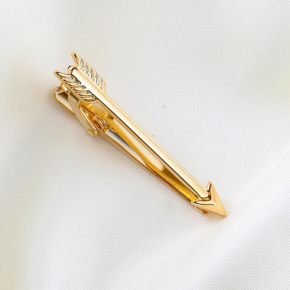 Yellow Chimes Tie Pin for Mens and Boys Stainless Steel Gold Toned Arrow Designed Tie Pin for Mens and Boys