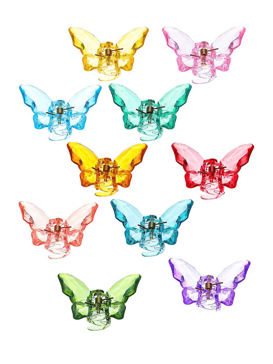 Yellow Chimes Claw Clips for Women Hair Clutches for Women Hair Accessories For Women Set of 10 Pcs Claw Clip Multicolor Butterfly Clips Clutchers for Hair Clear Crystal Effects Hair Decoratives