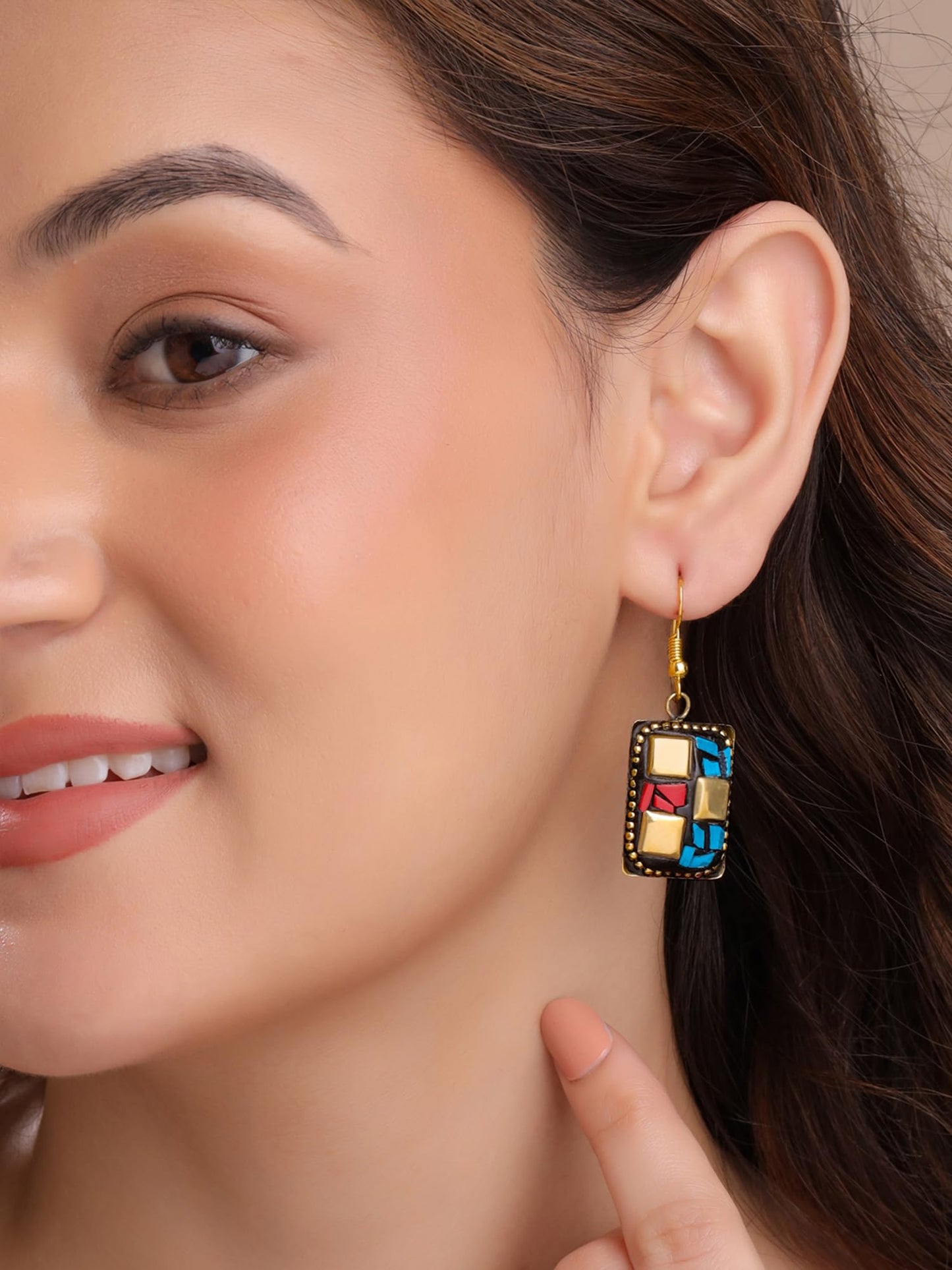 Yellow Chimes Drop Earrings For Women | Traditional Women Earrings | Ethnic Combo of 4 Pairs Tibetan Laac Drop Earrings For Girls | Birthday Gift for Girls Anniversary Gift for Women