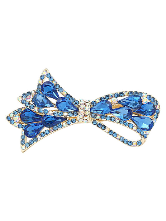 Yellow Chimes Hair Clips for Women Girls Barrette Hair Clips for Women Hair Accessories for Women Bow Clips for Women Blue Crystal French Barrette Hair Clips for Women and Girls Gift For Women