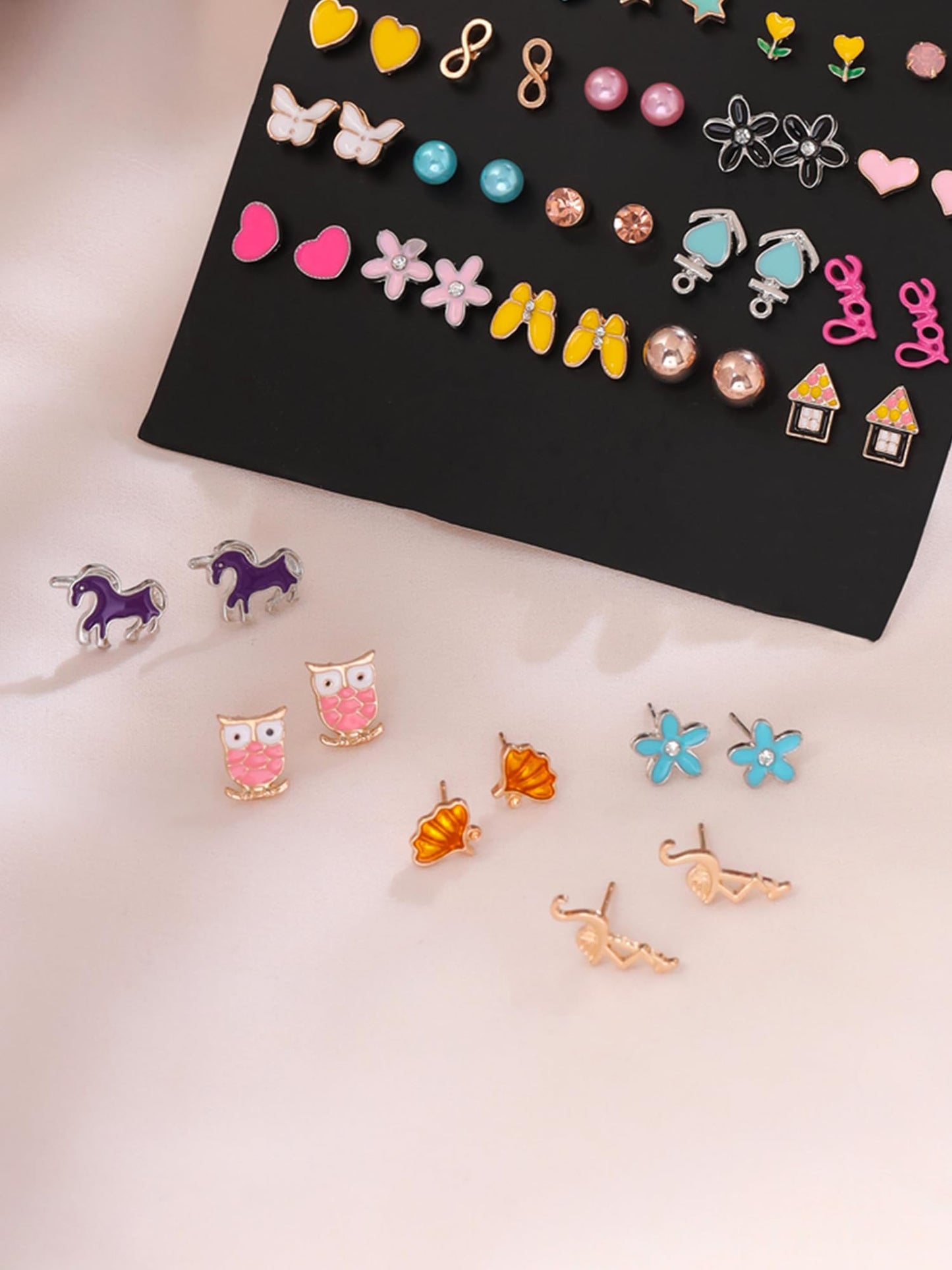 Melbees by Yellow Chimes Stud Earrings for Girls | Multicolor Studs Earring Set | Kids Jewellery Earring Combo Set of 30 Pairs Small Earrings | Birthday Gift for Girls Kids