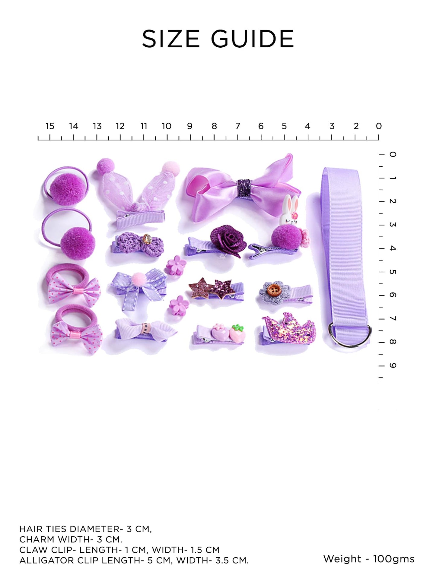 Melbees by Yellow Chimes Kids Hair Accessories for Girls Hair Accessories Combo Set Purple 18 Pcs Baby Girl's Hair Clips Set Cute Ponytail Holder Claw Clip Bow Clips For Girls Assortment Gift Set