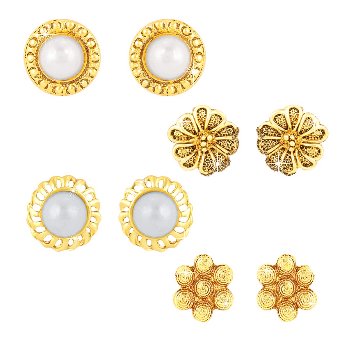 Yellow Chimes Stylish COMBO 4 Pairs Oxidized Gold Plated Designer ...