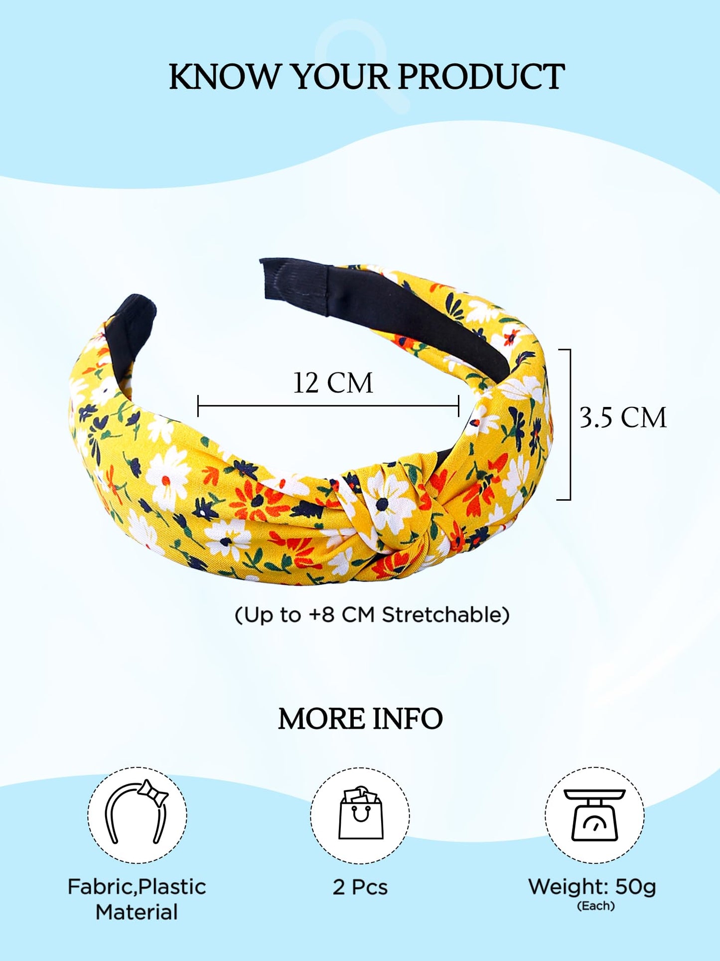 Yellow Chimes Hair Band for Women Girls Hair Accessories for Women 2 Pcs Headband for Women Knot Fabric Hair Band for Girls Twist Turban Headband Cross Knot Hair Bands Elastic Hair Accessories