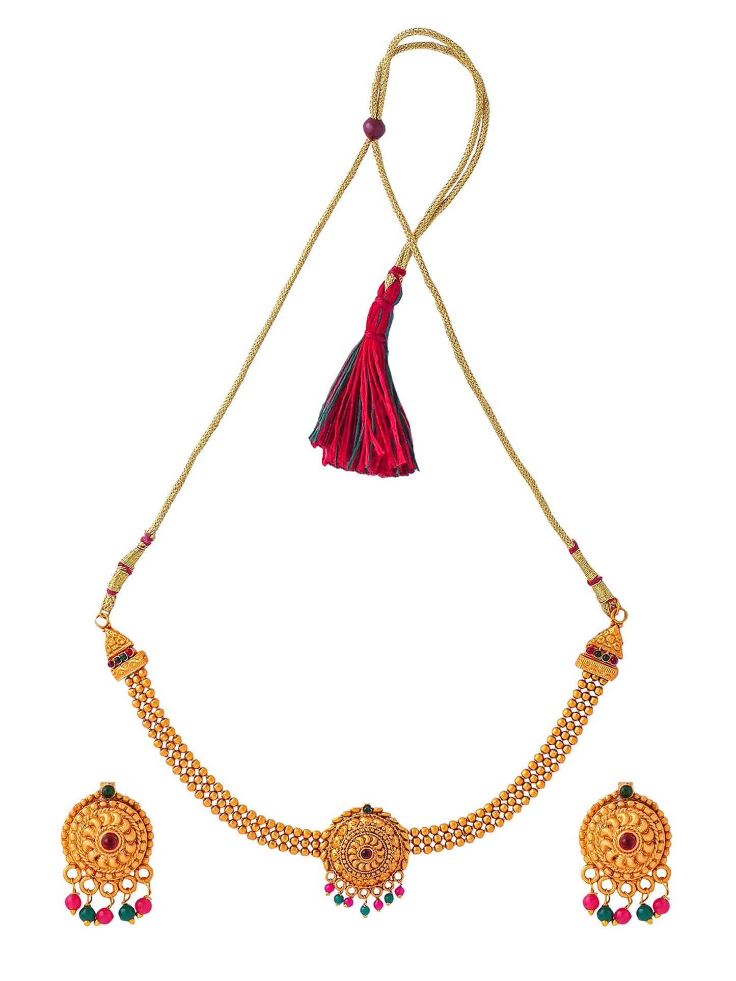 Yellow Chimes Jewellery Set For Women | Ethnic Gold Plated Choker Necklace Set for Women | Traditional Jewellery Sets For Girls | Birthday Gift for Girls & Women Anniversary Gift for Wife