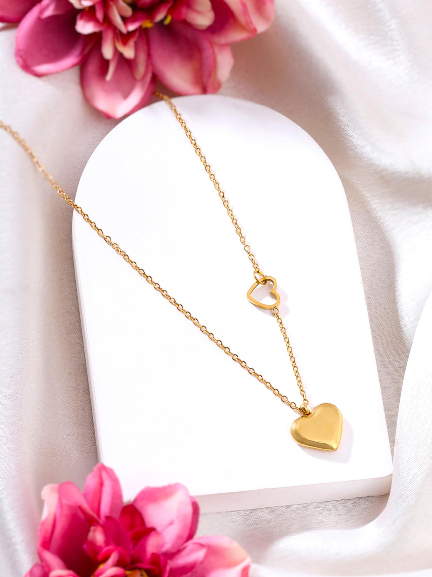 Yellow Chimes Pendant Necklace For Women | Fashion Golden Heart Charm Pendant | Gold Plated Chain Necklace For Girls | Love Heart Shaped Necklace | Birthday Gift for Girls Anniversary Gift for Wife