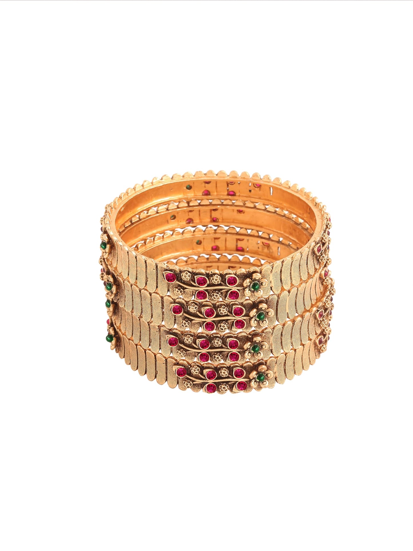 Yellow Chimes Bangles for Women & Girls | Women's Golden Traditional Bangles Set | Ethnic Gold Plated 4 Pcs Bangles | Hand Accessories for Women | Birthday Gift For Women Anniversary Gift for Wife