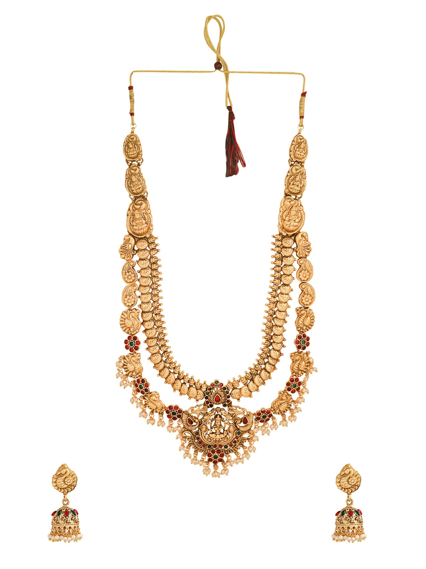 Yellow Chimes Bridal Jewellery Set for Women | Golden Layered Necklace Set for Women | Traditional Gold Plated Temple Jewellery Set for Girls | Birthday Anniversary Gift for Women Wife