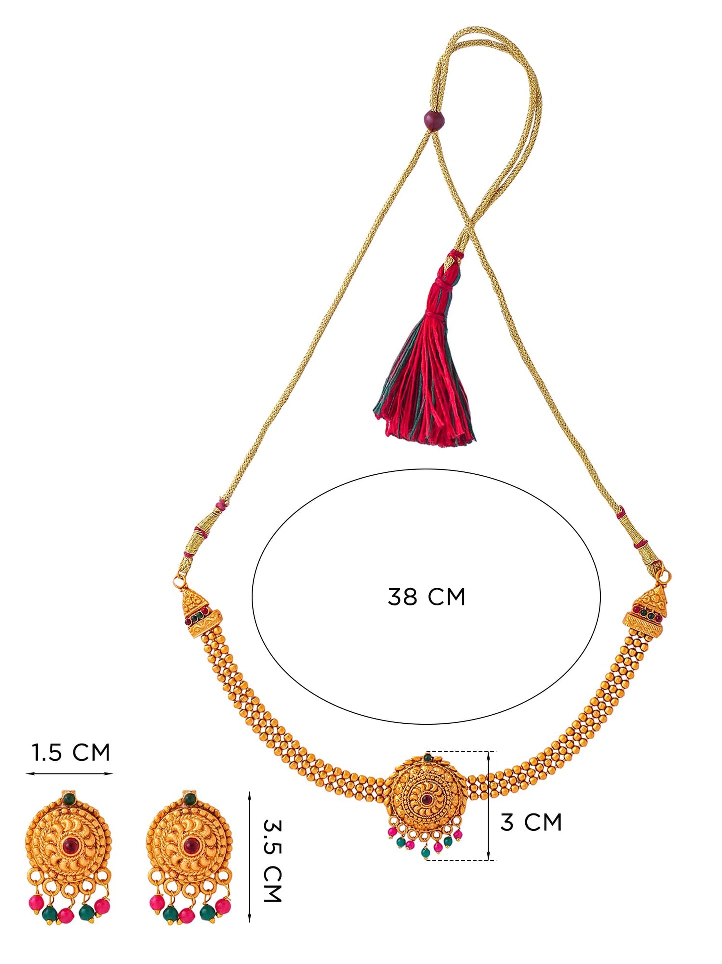 Yellow Chimes Jewellery Set For Women | Ethnic Gold Plated Choker Necklace Set for Women | Traditional Jewellery Sets For Girls | Birthday Gift for Girls & Women Anniversary Gift for Wife