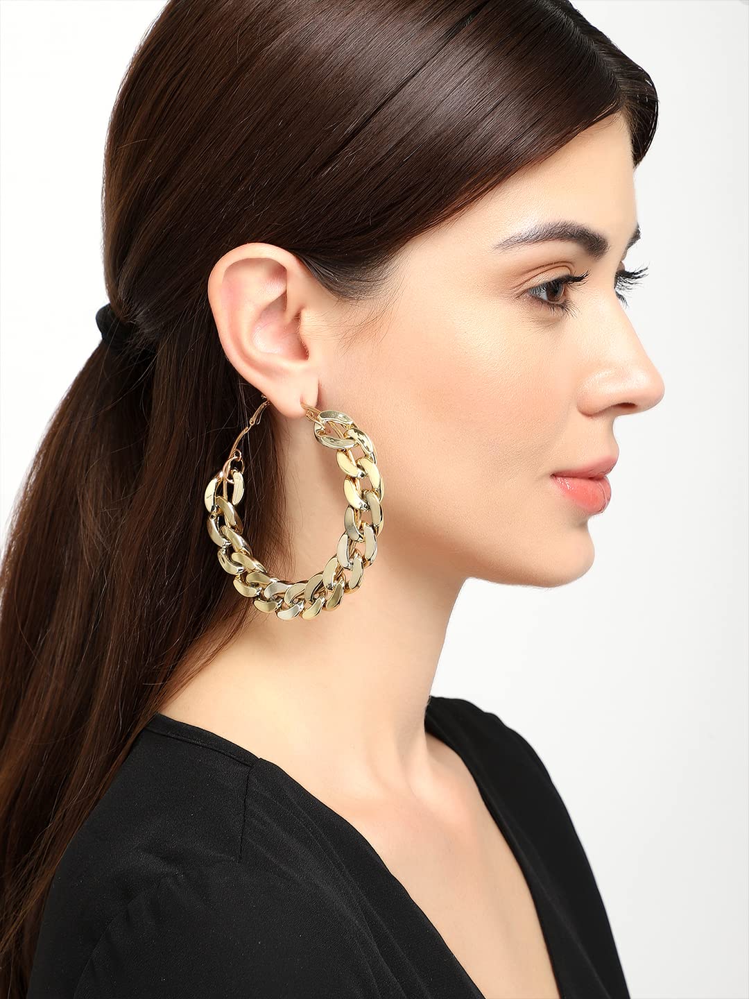 Yellow Chimes Hoop Earrings for Women Big Circle Hoop Earrings