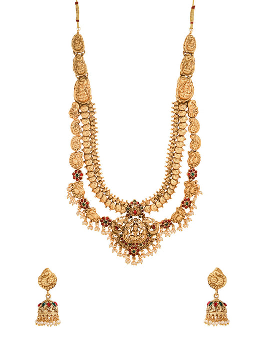 Yellow Chimes Bridal Jewellery Set for Women | Golden Layered Necklace Set for Women | Traditional Gold Plated Temple Jewellery Set for Girls | Birthday Anniversary Gift for Women Wife